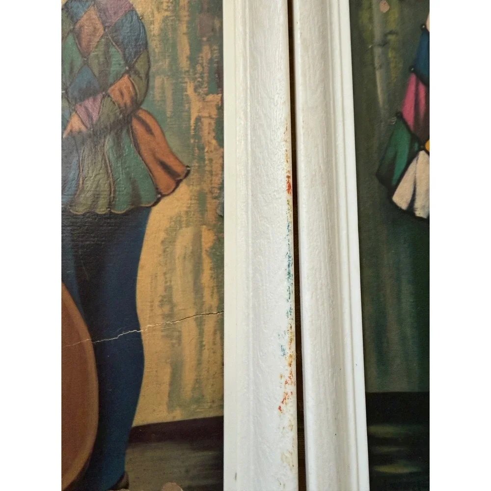 Vintage Big Eye Art Kids Harlequin Prints Set Distressed Mid Century